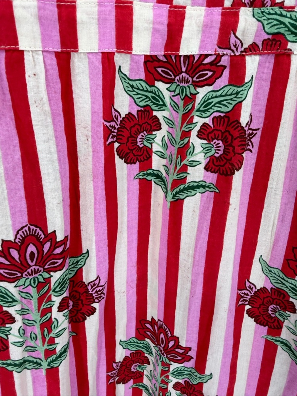 Printfresh Maison Dress Carnation Stripes Scarlet Petal L Feminine Hearts Midi - Picture 8 of 10